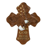 American Eagle Wooden Cross Home Room Wall Decor Hanging Cross Bald Eagle Animal Sculpture Patriot Soldier Gift