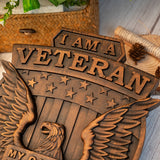 American Veterans Wood Carving Home Decor Room Art Wall Decor Statue Patriot Military Retirement Gift