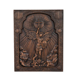 Archangel Michael Square Wooden Icon Guardian Angel Statue, Religious Home Church Wall Decor, Christian Artwork