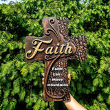 Beech solid wood carved faith wood cross decoration, spiritual wall sign, christian tabletop sign, inspirational minimalism