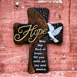 Carved Wood Cross Hanging Wall Decor, Christian Desktop Sign, Inspirational Minimalism Gift