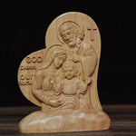 Catholic Holy Family Statue Virgin Joseph Jesus Wood Carving Icon Bedroom Living Room Desktop Decorations Handicrafts Gifts