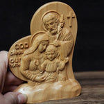 Catholic Holy Family Statue Virgin Joseph Jesus Wood Carving Icon Bedroom Living Room Desktop Decorations Handicrafts Gifts
