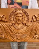 Catholic Saints Church cross-wall decoration Sacred Heart Jesus wood carving plaque Bible human savior Christ baptism statue