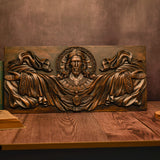 Catholic Saints Church cross-wall decoration Sacred Heart Jesus wood carving plaque Bible human savior Christ baptism statue