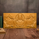 Catholic Saints Church cross-wall decoration Sacred Heart Jesus wood carving plaque Bible human savior Christ baptism statue