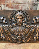 Catholic Saints Church cross-wall decoration Sacred Heart Jesus wood carving plaque Bible human savior Christ baptism statue