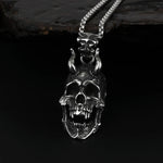Charms Pendent Dragon Skull Pendant With Shofar Necklace Men's Fashion Biker Rock Punk Jewelry Antique Retro Chain Gift