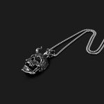 Charms Pendent Dragon Skull Pendant With Shofar Necklace Men's Fashion Biker Rock Punk Jewelry Antique Retro Chain Gift