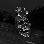 Charms Pendent Dragon Skull Pendant With Shofar Necklace Men's Fashion Biker Rock Punk Jewelry Antique Retro Chain Gift