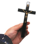 Christian Wall Cross Orthodox Church Utensils Black Wood Jesus Christ Religious Home Decoration