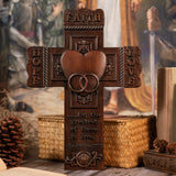 Christian Wedding Cross Wall Decoration Religious Wedding Gift Valentine's Day Remembrance Wishes Thanksgiving Wood Carving Gift