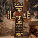 Christian Wedding Cross Wall Decoration Religious Wedding Gift Valentine's Day Remembrance Wishes Thanksgiving Wood Carving Gift