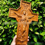 Christmas Baptism Easter Redeemer Cross Wood Carving Wall Hanging Jesus Christ Church Souvenirs Religious Figures