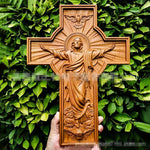 Christmas Baptism Easter Redeemer Cross Wood Carving Wall Hanging Jesus Christ Church Souvenirs Religious Figures