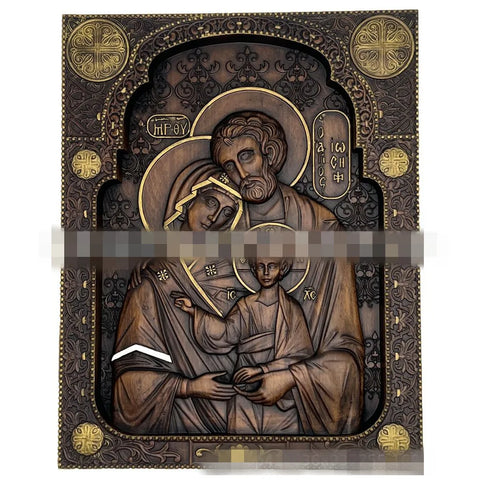 Church Decoration Relic Mother Joseph Holy Family Three Saint Wood Carving Christmas Birth Religious Figures