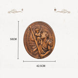 Church Decoration Saint Christopher Holy Man Beech Wood carving Decor Wall Cathilic