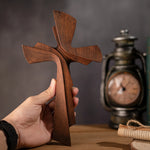 Cross on wall, big cross, Christian wooden cross decoration crafts, vintage solid wood carving, suitable for room new home gift