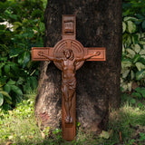 Crucifix, forgiveness cross, statue of Jesus on the cross, religious wood carvings, Christian wall art, Catholic religious items