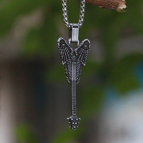 Engrave Name  New  Gothic Stainless Steel Guitar Necklace Men Musical Pendant Rock Accessories Boyfriend Gift