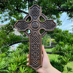 European Retro Celtic Cross Wall Hanging, Wood Carving Crafts, Christian Church, Home Decoration, Gift