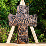 Faith cross wall decoration, beech solid wood carving, spiritual wall sign, christian church, minimalism, pastor's cross
