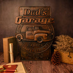 Father's Garage Logo Father's Day Wood Carving Gift Garage Icon Carving Ornament Wall Hanging Wooden Crafts