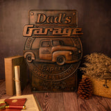 Father's Garage Logo Father's Day Wood Carving Gift Garage Icon Carving Ornament Wall Hanging Wooden Crafts