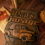 Father's Garage Logo Father's Day Wood Carving Gift Garage Icon Carving Ornament Wall Hanging Wooden Crafts