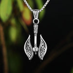 Stainless Steel Viking Warrior Shield Axe Pendant With Detail Tooth Necklace Punk Style Rock Party Jewelry