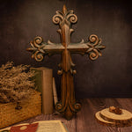 Gorgeous wooden wall decoration cross home decoration, indoor wall hanging Christian cross, 3D wood carving crafts, gifts