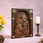 Holy Family Catholic Religious Wood Carving, Byzantine Icon, Jesus Home Decor Hanging Plaque, Christian Christmas Decoration