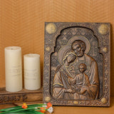 Holy Family Catholic Religious Wood Carving, Byzantine Icon, Jesus Home Decor Hanging Plaque, Christian Christmas Decoration