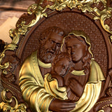 Holy Family Nativity wood carving Catholic wall art, baby Jesus, Mary and Joseph, church, living room bedroom wall decoration