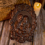 Holy Family Nativity wood carving Catholic wall art, baby Jesus, Mary and Joseph, church, living room bedroom wall decoration