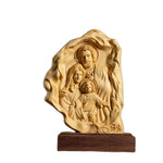 Holy Family Statue St. Joseph, Jesus and Mary Catholic Statue, Hinoki Wood Carving Desktop Ornament Home Decor