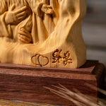 Holy Family Statue St. Joseph, Jesus and Mary Catholic Statue, Hinoki Wood Carving Desktop Ornament Home Decor