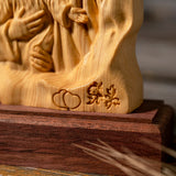 Holy Family Statue St. Joseph, Jesus and Mary Catholic Statue, Hinoki Wood Carving Desktop Ornament Home Decor