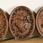 Holy Family Three Hearts Wall Decoration, Wood Carving, Sacred Heart of Jesus, Sacred Heart of Mary, Heart of Joseph