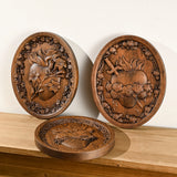 Holy Family Three Hearts Wall Decoration, Wood Carving, Sacred Heart of Jesus, Sacred Heart of Mary, Heart of Joseph