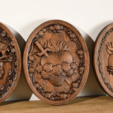 Holy Family Three Hearts Wall Decoration, Wood Carving, Sacred Heart of Jesus, Sacred Heart of Mary, Heart of Joseph