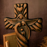 Holy Family Wooden Cross Wall Decor, Catholic Cross, Religious Art, Home Decor, Christmas Gift, 10 Inch