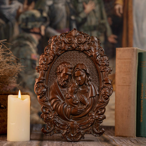 Holy Family Wooden Icons Catholic Religious Items Home Wall Decor Nativity Wood Carved Byzantine Icons Creative Religious Gifts