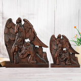 Holy Family with Guardian Angel Statue, Baby Jesus Nativity Ornament Home Decor, Catholic Religious Statue, Christian Icon Wood