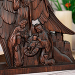 Holy Family with Guardian Angel Statue, Baby Jesus Nativity Ornament Home Decor, Catholic Religious Statue, Christian Icon Wood