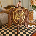 Holy Sword Archangel Michael Shield Wood Carving Christian Wall Hanging Decoration Wooden Icon Art Free Shipping