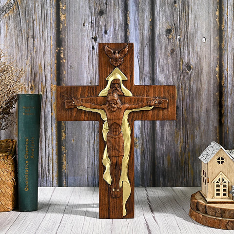 Holy Trinity Cross Christian Wall Wooden Cross Baptism Jesus Christ Decoration Holy Spirit Catholic Religion Saint Wall Hanging