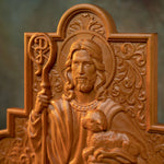 Jesus Christ Statue of Good Shepherd, Wood Plaque, Religious Gift, Carved Christian Wall Art Decoration, Image of Catholic Saint