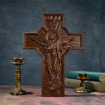 Jesus Christ Wooden Cross, Jesus Statue, Wall Decor, Catholic Cross, Solid Wood Carving, Catholic Religious Figure, Easter Gift