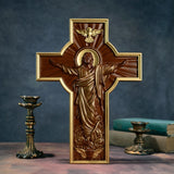 Jesus Christ Wooden Cross, Jesus Statue, Wall Decor, Catholic Cross, Solid Wood Carving, Catholic Religious Figure, Easter Gift